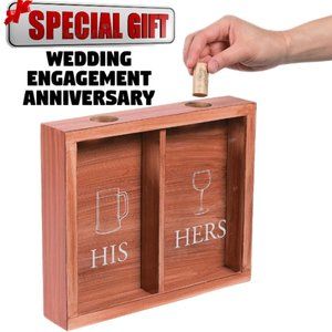 His & Hers Beer Caps & Wine Cork Shadow Box, Wedding or Anniversary Gift